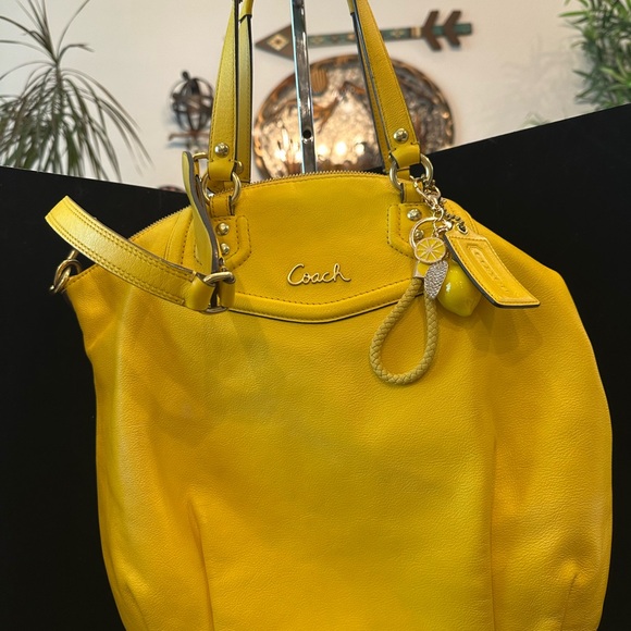 Coach Handbags - Coach 2013  Bright Yellow Leather Tote with Charm Detail. Gorgeous color